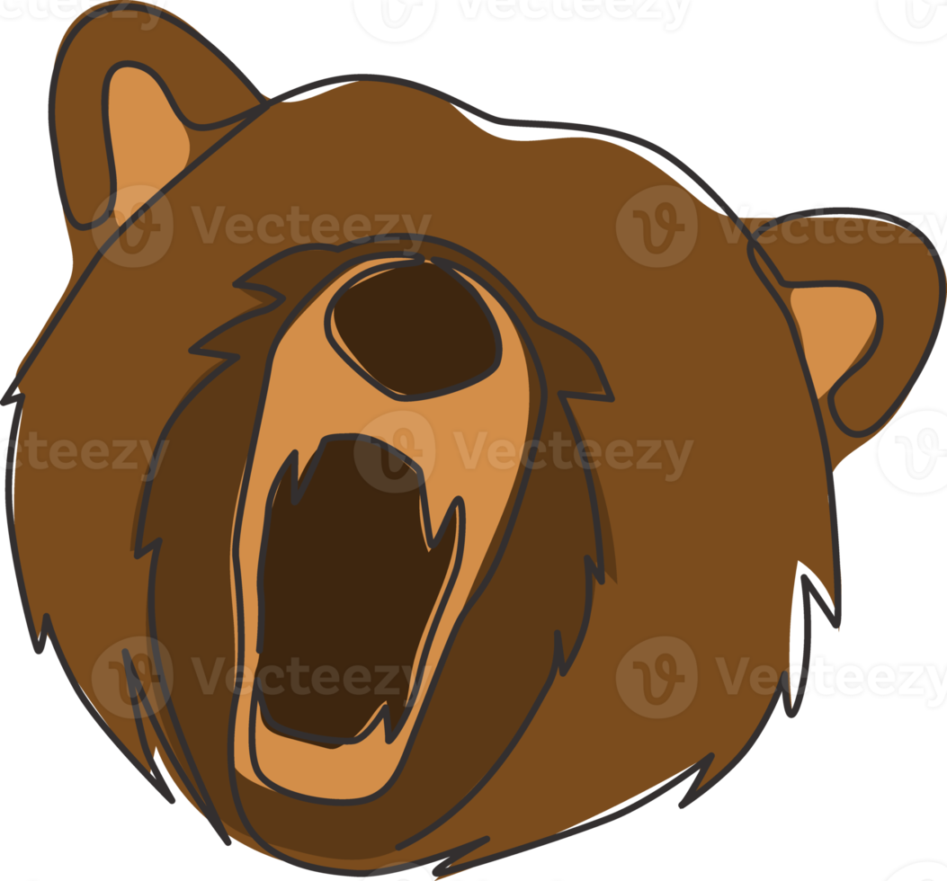 enda kontinuerlig linjeritning av vild elegant björn för företagets logotypidentitet. företag ikon koncept från vilda djur form. trendiga en linje grafisk rita vektor design illustration png
