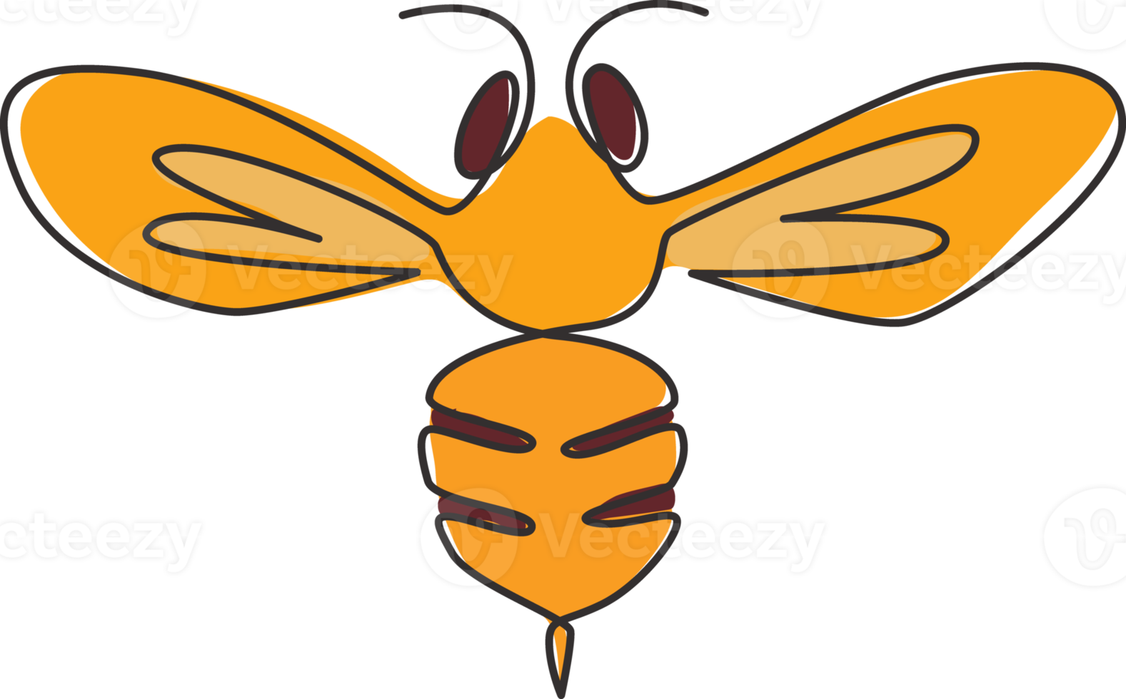 eine durchgehende Strichzeichnung einer eleganten Biene für die Identität des Firmenlogos. Bio-Honigfarm-Icon-Konzept aus Wespeninsekten-Tierform. Einzeilige Grafikdesign-Vektorillustration zeichnen png