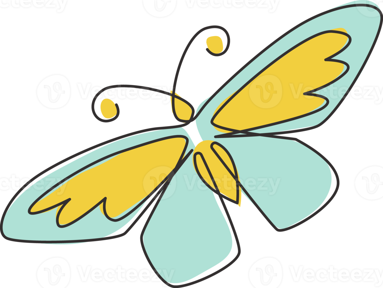 één enkele lijntekening van prachtige vlinder voor de identiteit van het bedrijfslogo. salon en spa gezondheidszorg pictogram bedrijfsconcept van schattige dierlijke vorm. doorlopende lijn tekenen grafisch ontwerp vectorillustratie png