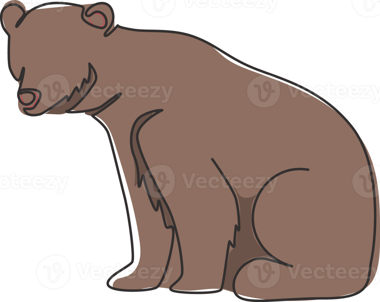 en enda linjeteckning av söt grizzlybjörn för företagets logotypidentitet. affärsbolag ikon koncept från vilda däggdjursdjur form. modern kontinuerlig linje grafisk rita vektor design illustration png