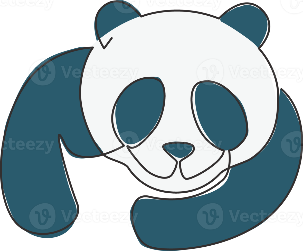 een doorlopende lijntekening van schattige panda voor de identiteit van het bedrijfslogo. pictogram bedrijfsconcept van schattige zoogdier dierlijke vorm. moderne enkele lijn grafisch tekenen vector ontwerp illustratie png