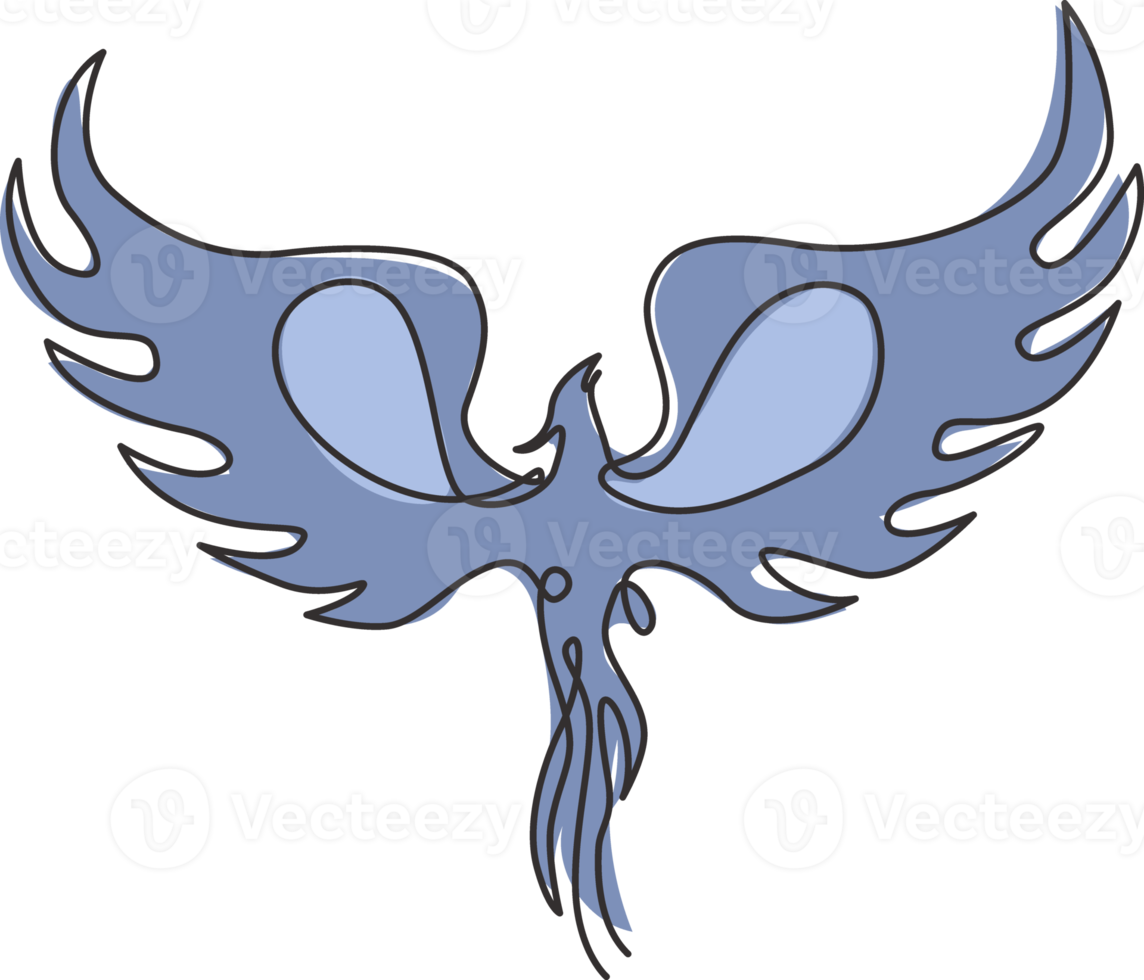 um único desenho de linha do luxuoso pássaro fênix para a identidade do logotipo da empresa. conceito de ícone de corporação de negócios de forma animal. linha contínua moderna desenhar ilustração gráfica do projeto do vetor png