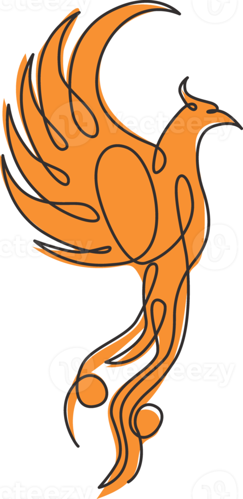 dessin au trait continu unique d'oiseau phénix de flamme pour l'identité du logo d'entreprise. concept d'icône d'entreprise de la forme de la faune. illustration graphique de conception de vecteur de tirage d'une ligne à la mode png