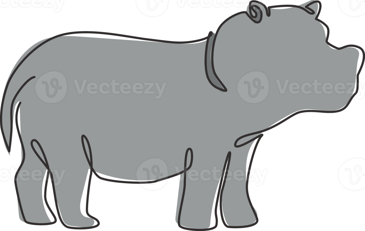 un dibujo de una sola línea del gran hipopótamo lindo para la identidad del logotipo de la empresa de juguetes para niños. enorme y amigable concepto de mascota animal hipopótamo para el zoológico safari nacional. Ilustración de vector de diseño de dibujo de línea continua png