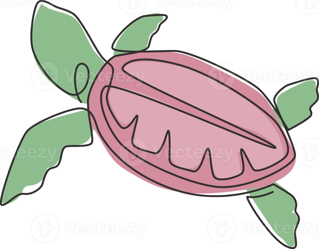 één enkele lijntekening van grote schildpad voor de identiteit van het mariene bedrijfslogo. schattig schildpad schepsel reptiel dier mascotte concept voor instandhouding stichting. doorlopende lijn tekenen ontwerp illustratie png