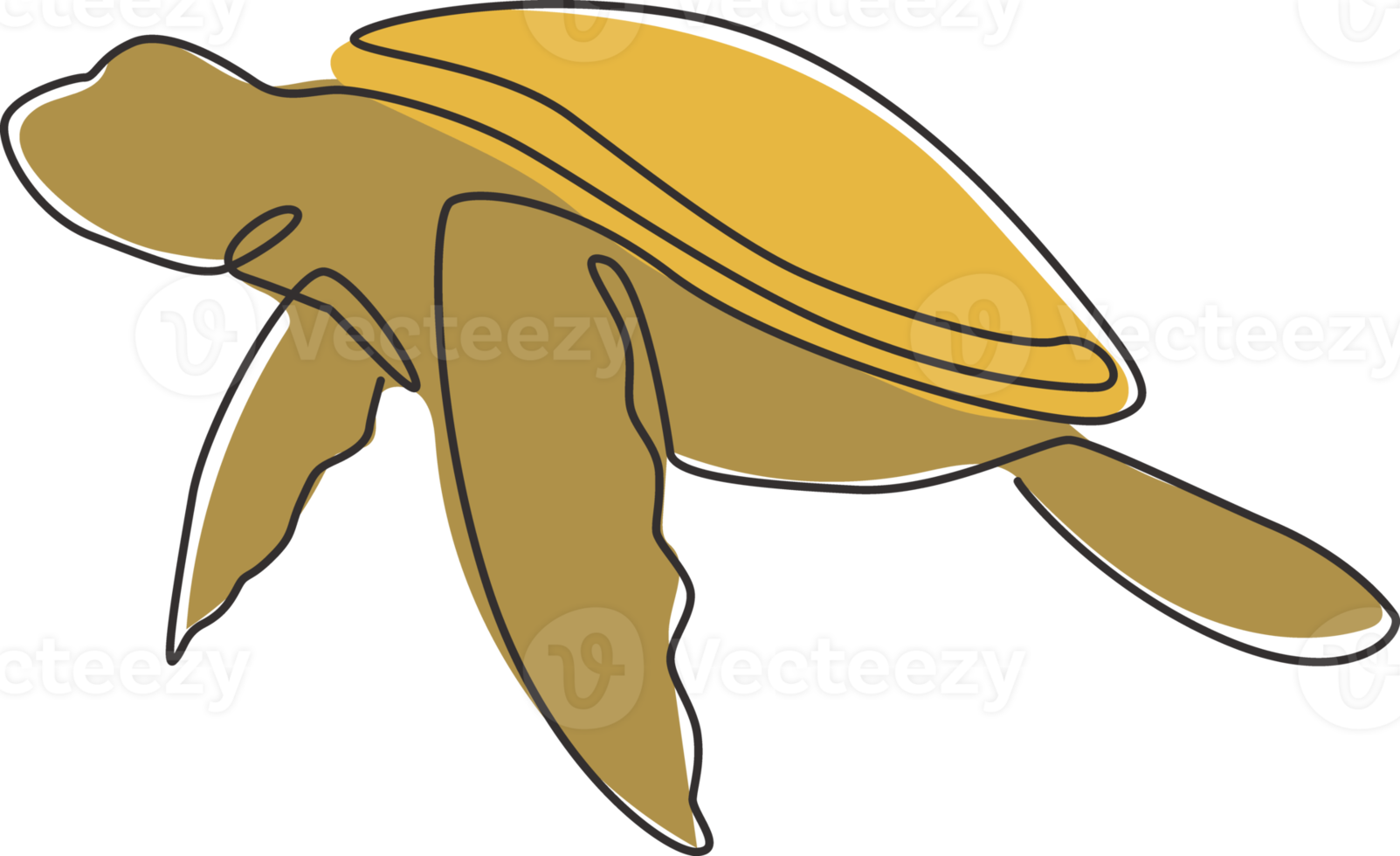 un dibujo de una sola línea de la gran tortuga para la identidad del logotipo de la empresa marina. adorable criatura reptil concepto de mascota animal para la fundación de conservación. Ilustración de vector de diseño de dibujo de línea continua png