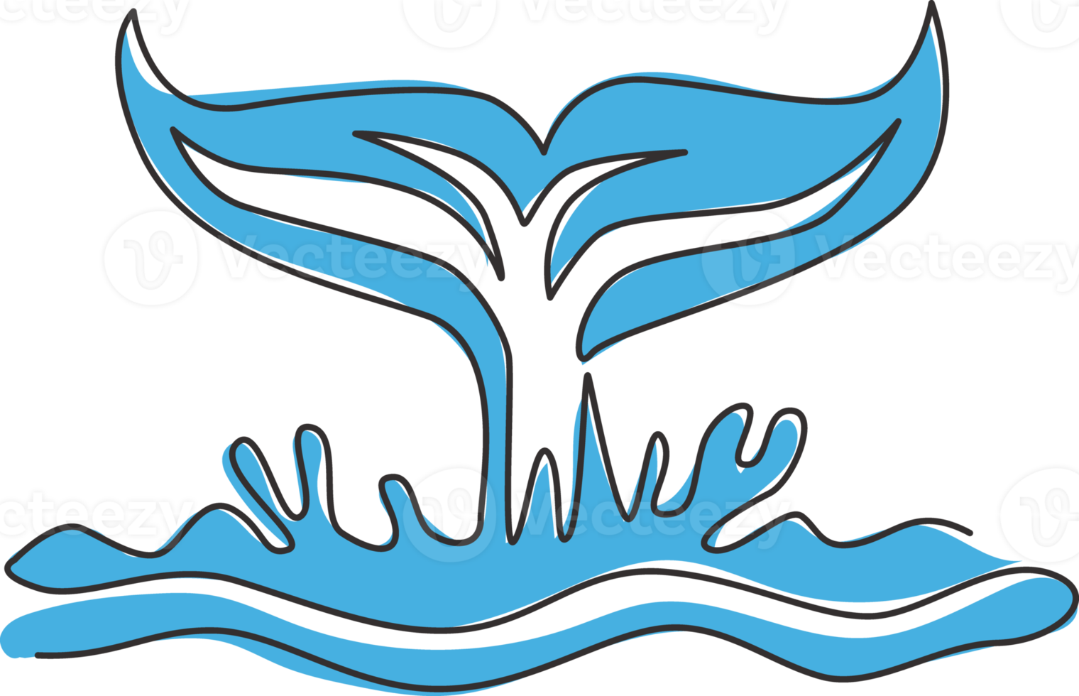 een doorlopende lijntekening van een gigantische staartwalvis voor de identiteit van het water-waterpark-logo. groot oceaan zoogdier dier mascotte concept voor milieuorganisatie. enkele lijn tekenen ontwerp vectorillustratie png