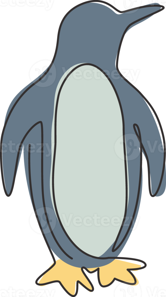 un seul dessin au trait d'un mignon pingouin drôle pour l'identité du logo de l'entreprise. concept de mascotte d'oiseau du pôle nord pour le parc zoologique national. vecteur de ligne continue à la mode dessiner illustration de conception graphique png