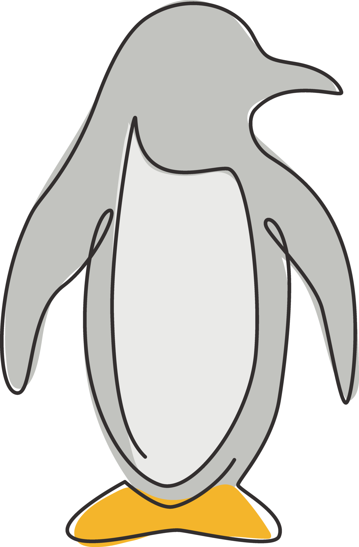 One single line drawing of cute funny penguin for company business logo