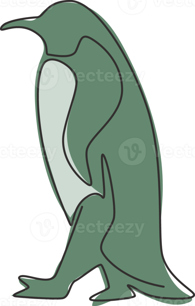 en kontinuerlig linjeteckning av rolig pingvin för barn leksak företagslogotyp identitet. sydpolen fågel maskot koncept för bevarande nationalpark. enkel rad grafisk vektor rita design illustration png