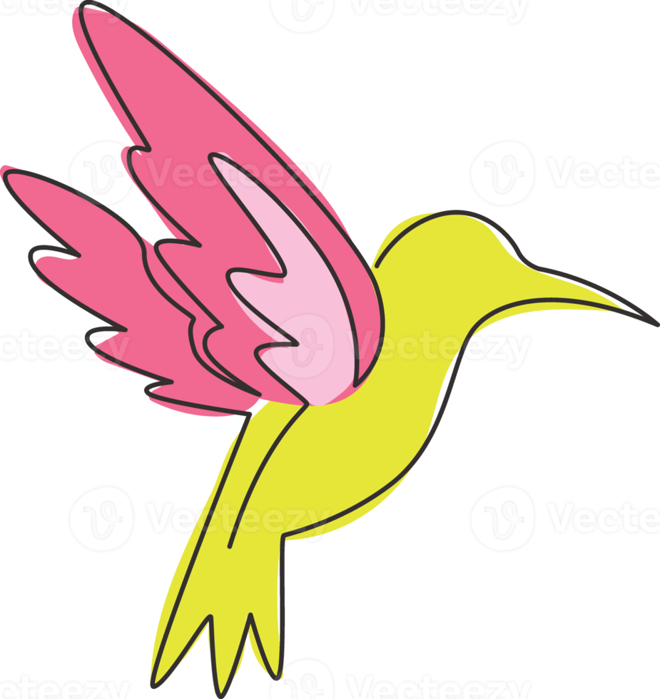 One single line drawing of cute hummingbird for company business logo identity. Little beauty bird mascot concept for avian national zoo park. Continuous line graphic vector draw design illustration png