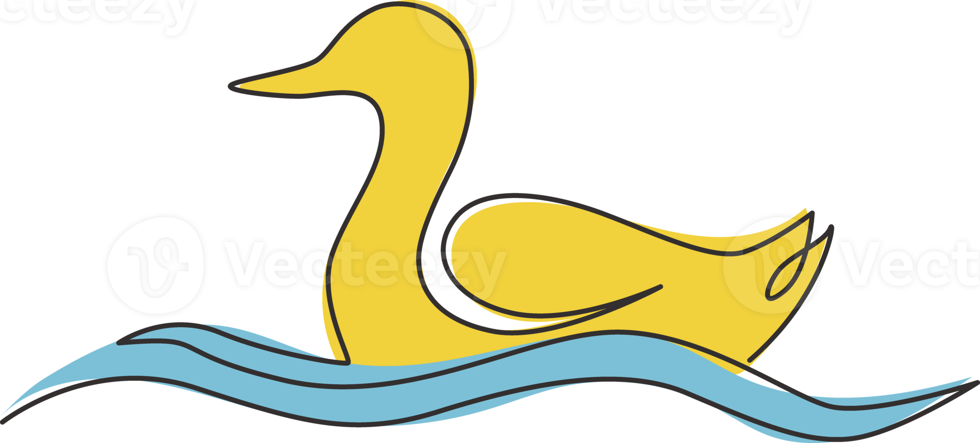 Single continuous line drawing of adorable white duck for company business logo identity. Little cute swan mascot concept for public park. Dynamic one line draw vector design graphic illustration png