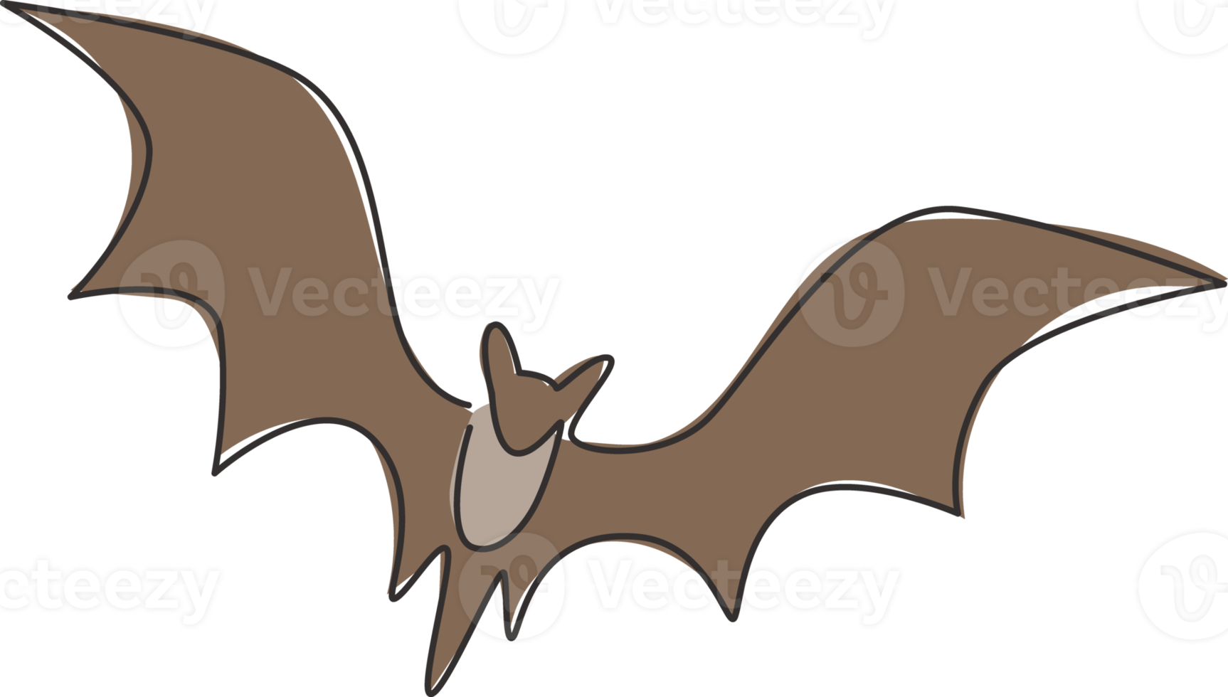 enda kontinuerlig linjeritning av söt flygande fladdermus för logotypidentitet för naturälskare. nattliga däggdjur djur maskot koncept för komisk hjälte symbol. en rad rita design vektorillustration png