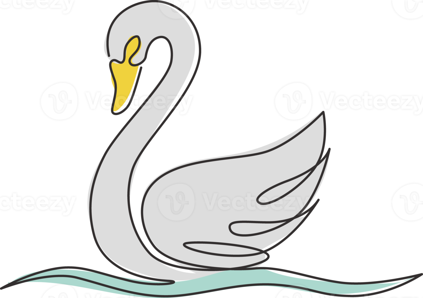 Single continuous line drawing of elegance swan for beauty cosmetic company logo identity. Cute goose animal mascot concept for luxury makeup product. One line draw design illustration vector graphic png