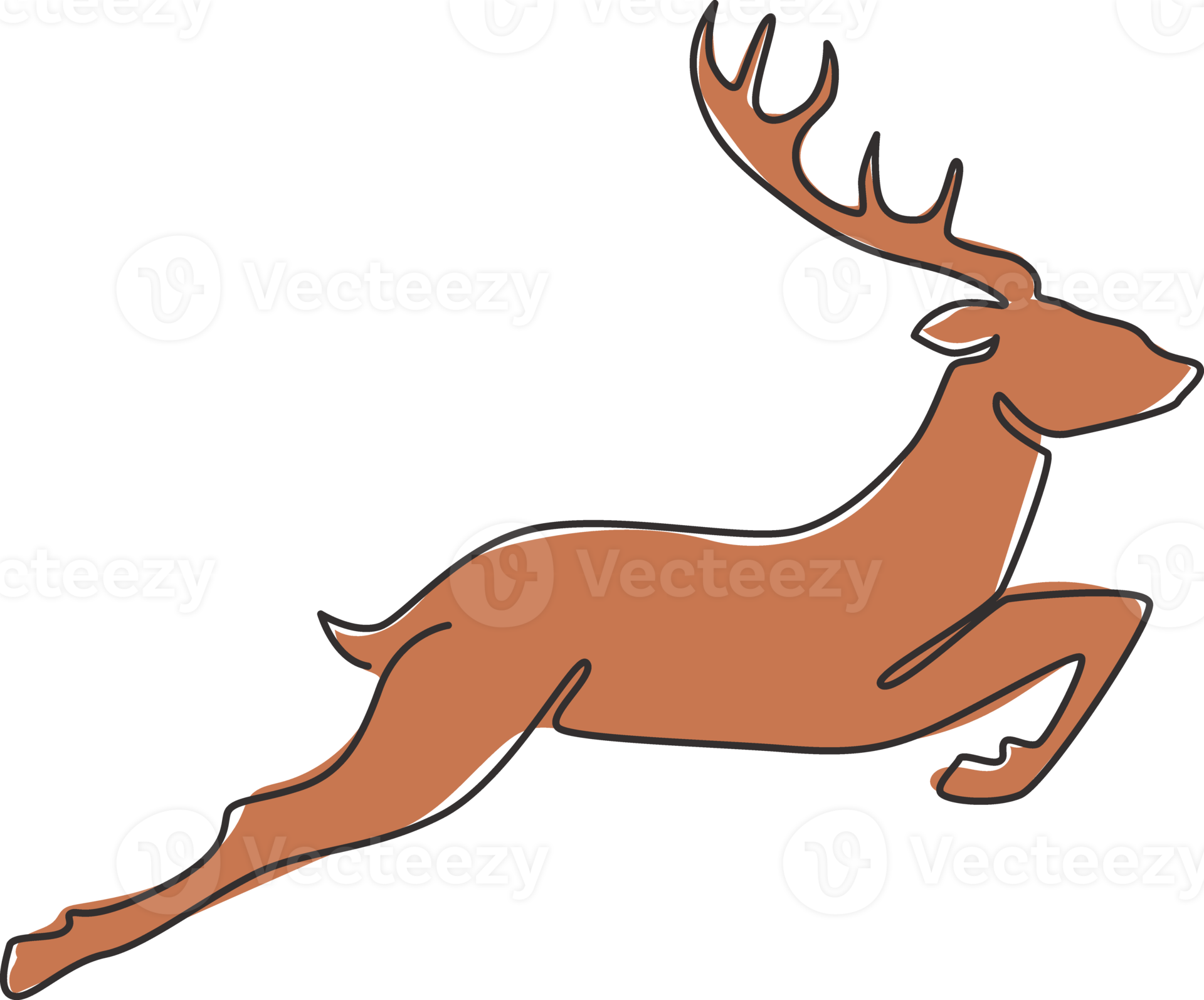 Single continuous line drawing of cute elegance deer for national zoo