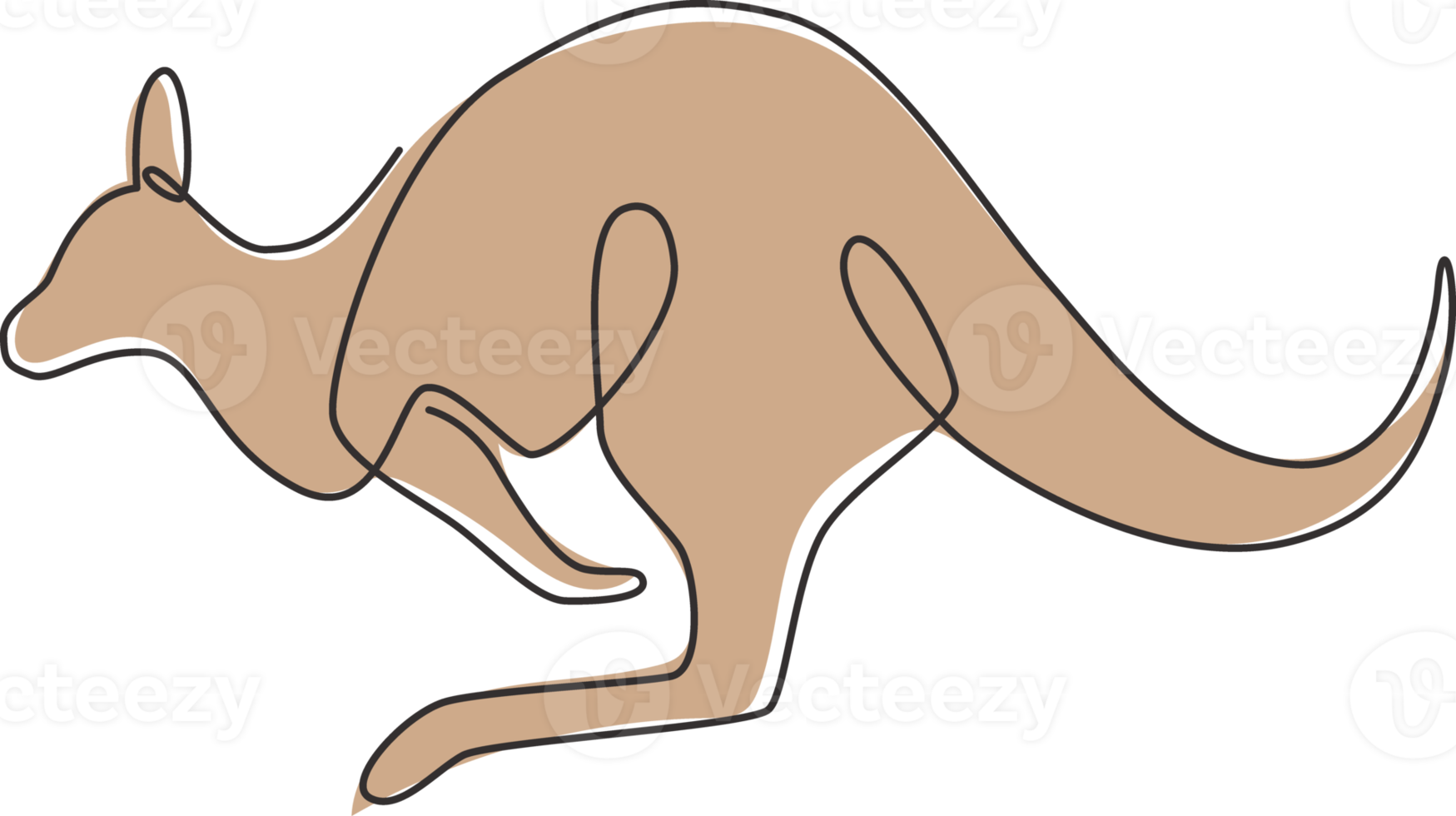 één enkele lijntekening van schattige springende kangoeroe voor de identiteit van het bedrijfslogo. wallaby dier uit australië mascotte concept voor bedrijf icoon. doorlopende lijn tekenen ontwerp vector grafische afbeelding png