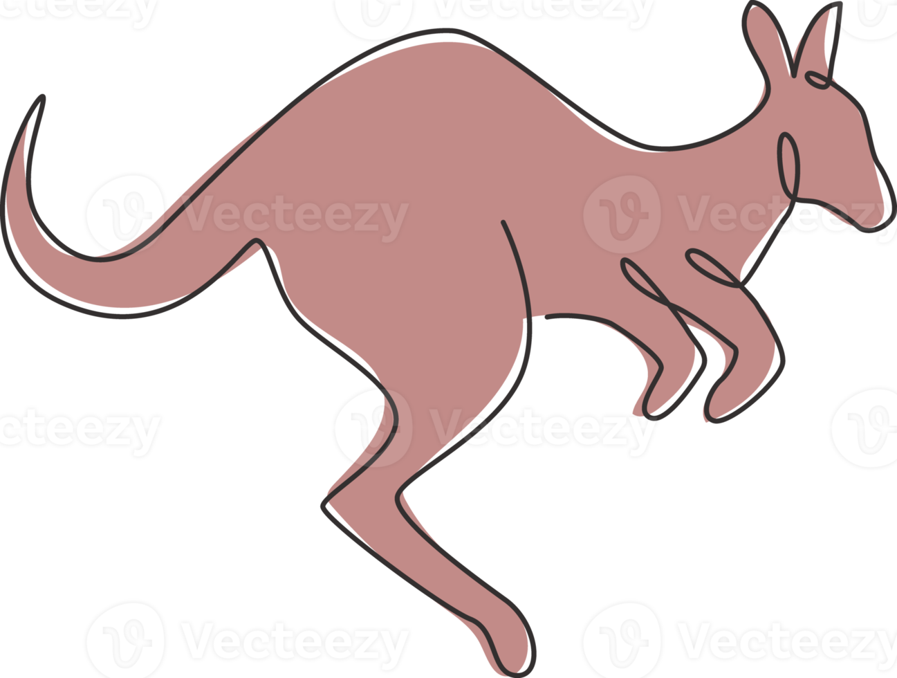 Single continuous line drawing of adorable jumping kangaroo for national zoo logo identity. Australian animal mascot concept for travel tourism campaign icon. One line draw design vector illustration png