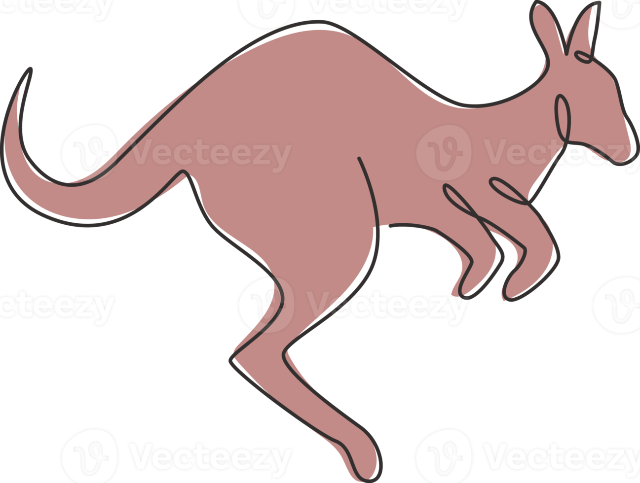 einzelne durchgehende Strichzeichnung eines entzückenden springenden Kängurus für die Identität des nationalen Zoo-Logos. australisches Tiermaskottchenkonzept für das Symbol der Reisetourismus-Kampagne. eine linie zeichnen design vektorillustration png