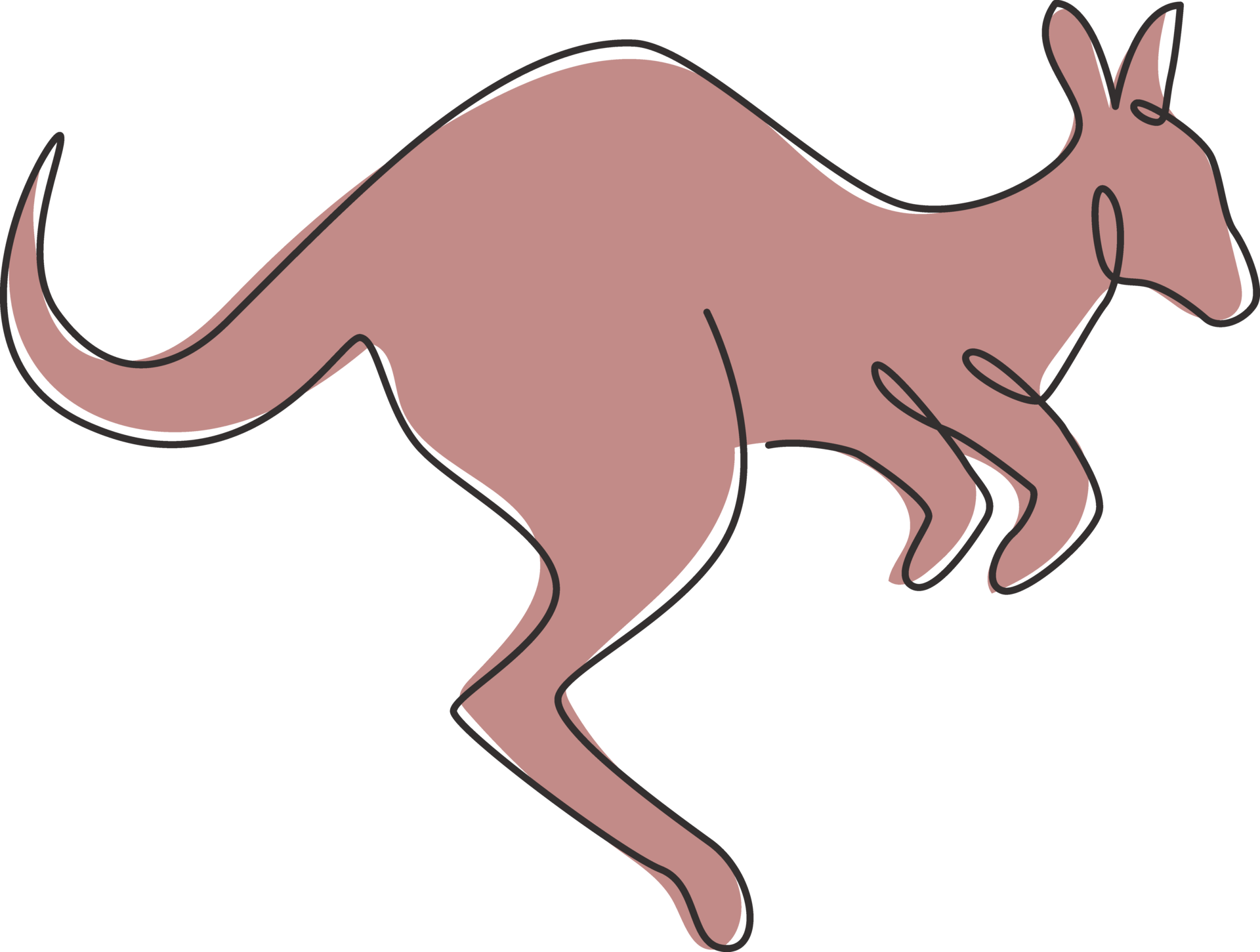 Single continuous line drawing of adorable jumping kangaroo for