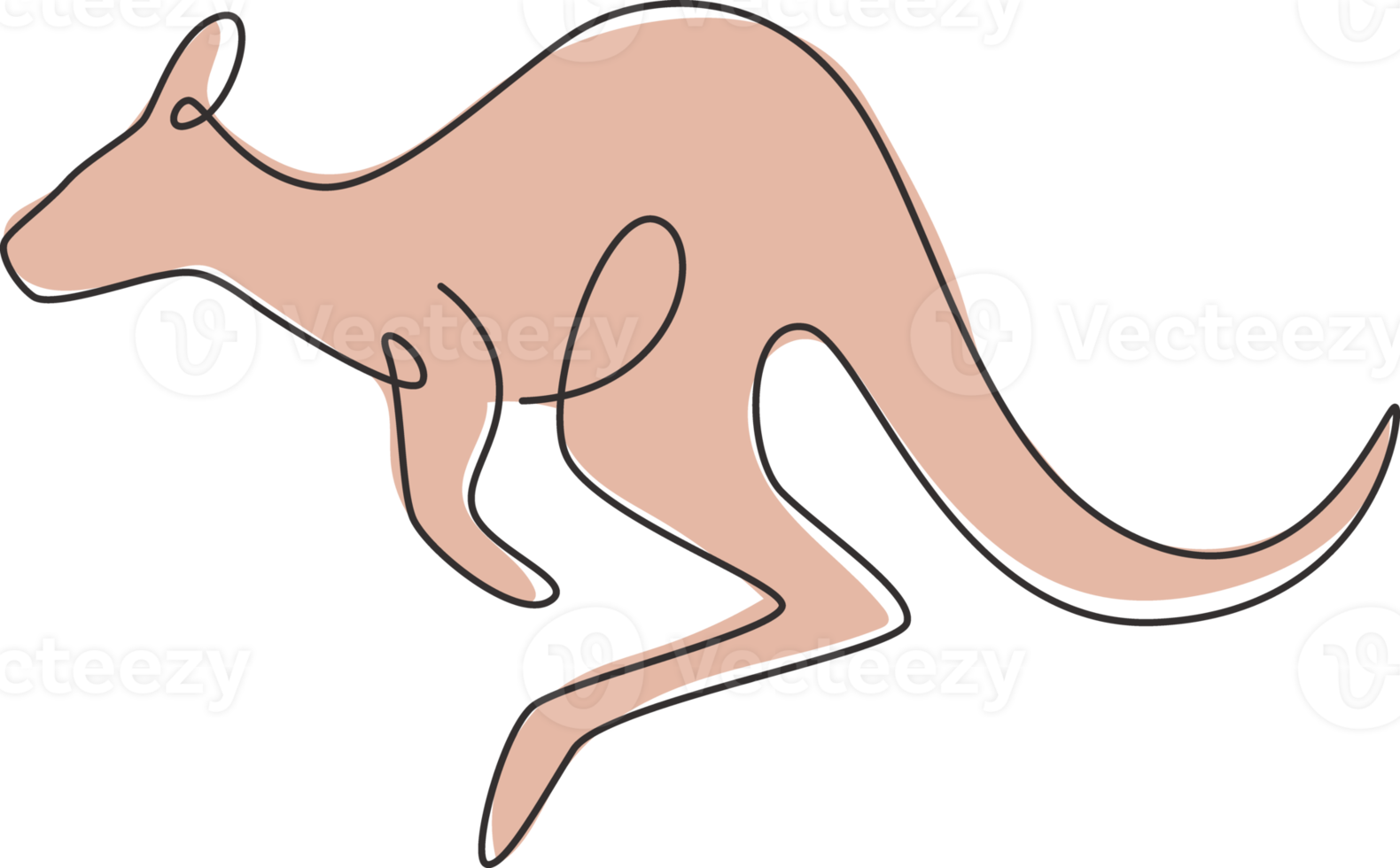 einzelne durchgehende Strichzeichnung eines entzückenden springenden Kängurus für die Identität des nationalen Zoo-Logos. australisches Tiermaskottchenkonzept für das Symbol der Reisetourismus-Kampagne. eine linie zeichnen design vektorillustration png