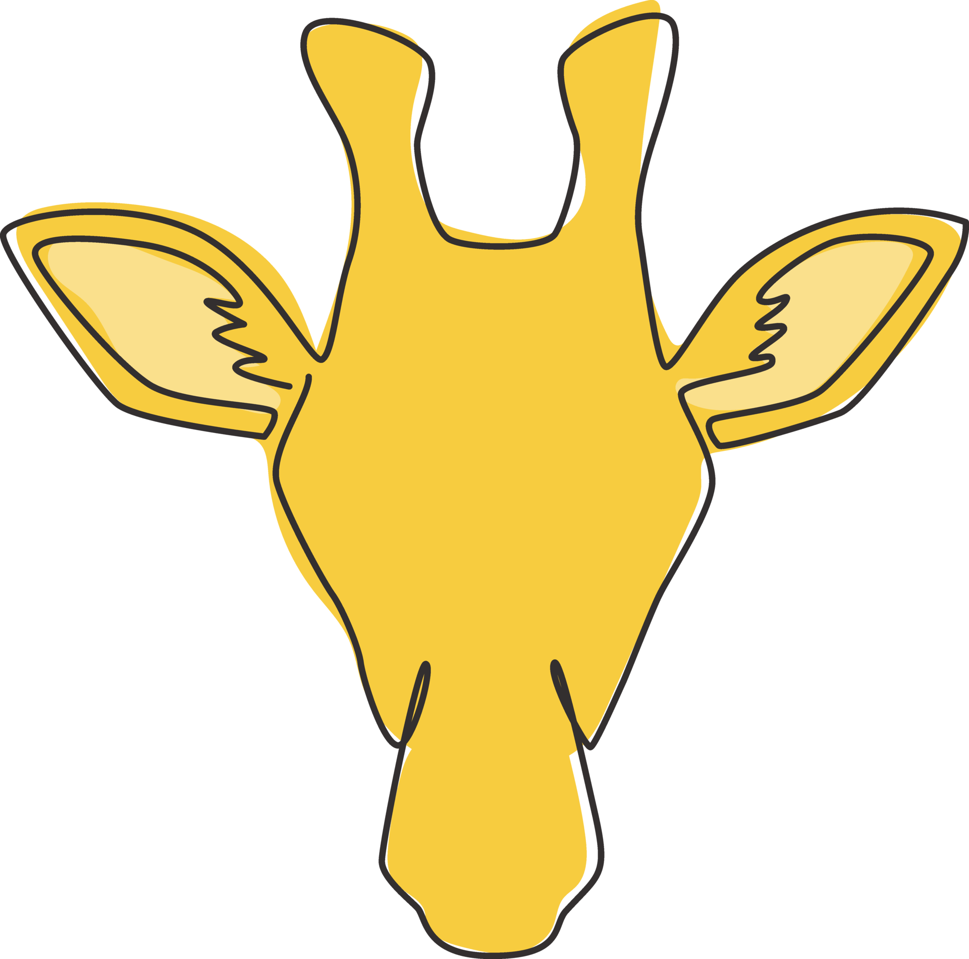 One single line drawing of giraffe head for safari logo identity