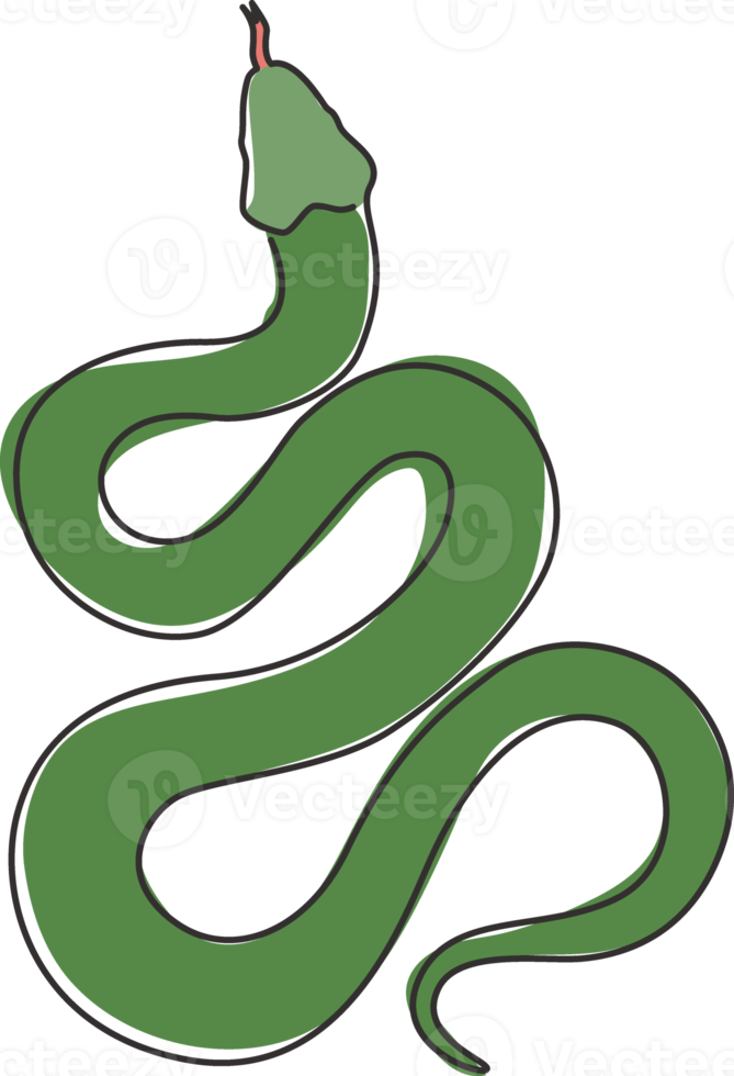 dibujo de línea continua única de serpiente venenosa para la identidad del logotipo de la empresa. concepto de mascota mamba negra mortal para el icono de la marca de la empresa. Ilustración de vector gráfico de diseño de dibujo de una línea moderna png