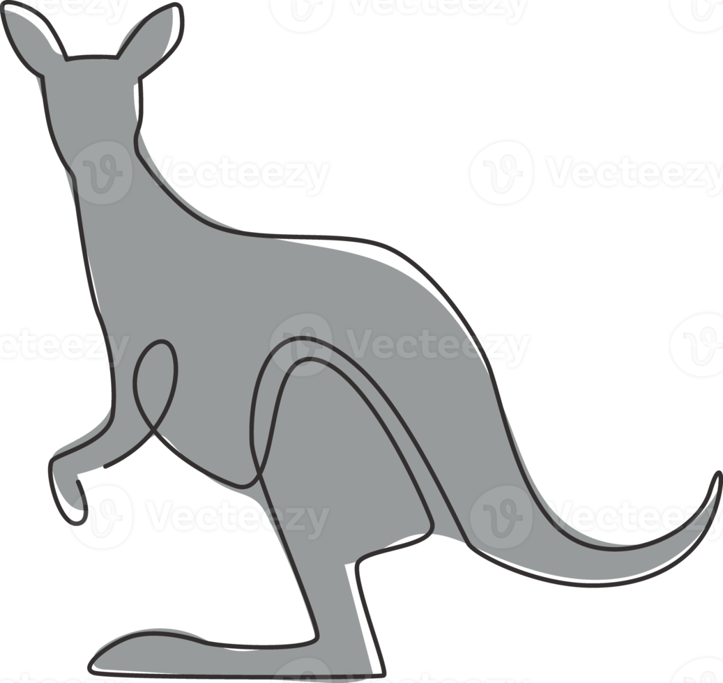 One continuous line drawing of funny standing kangaroo for national zoo logo identity. Animal from Australia mascot concept for conservation park icon. Single line draw design vector illustration png