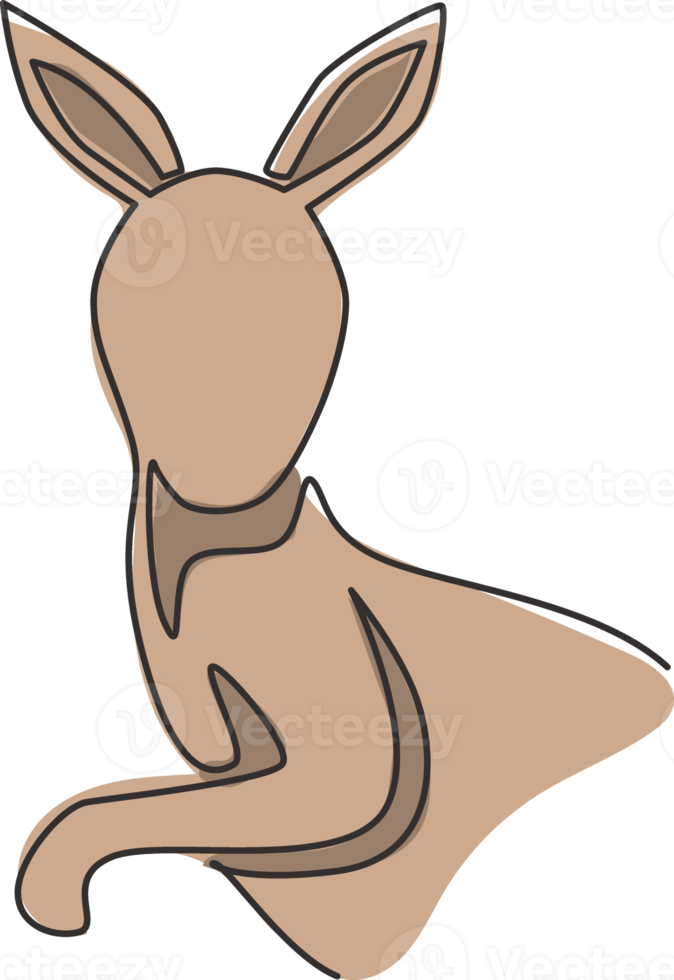 One continuous line drawing of funny kangaroo head for national zoo logo identity. Wallaby animal from Australia mascot concept for conservation park icon. Single line draw design vector illustration png