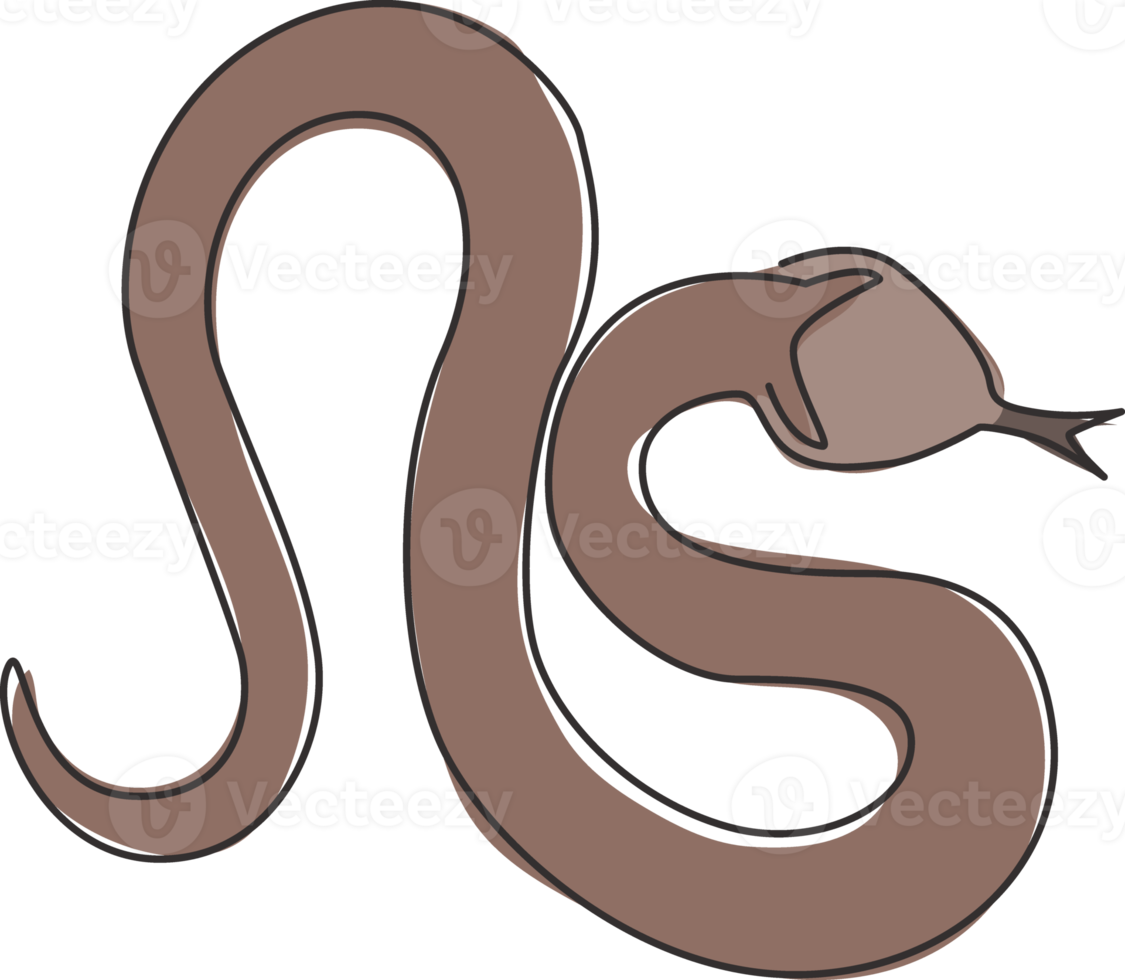 un disegno a linea continua di serpente velenoso per il logo del club amante degli animali rettile. concetto di mascotte mamba nero mortale per l'icona del gruppo di amante del serpente pericoloso. illustrazione vettoriale di disegno a linea singola png