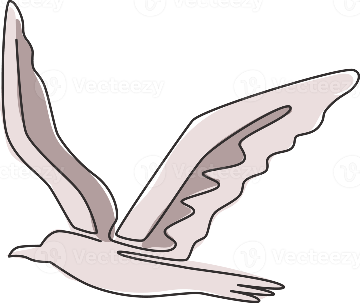 Single continuous line drawing of cute albatross for business logo identity. Adorable sea bird mascot concept for marine company brand icon. Trendy one line draw design vector graphic illustration png