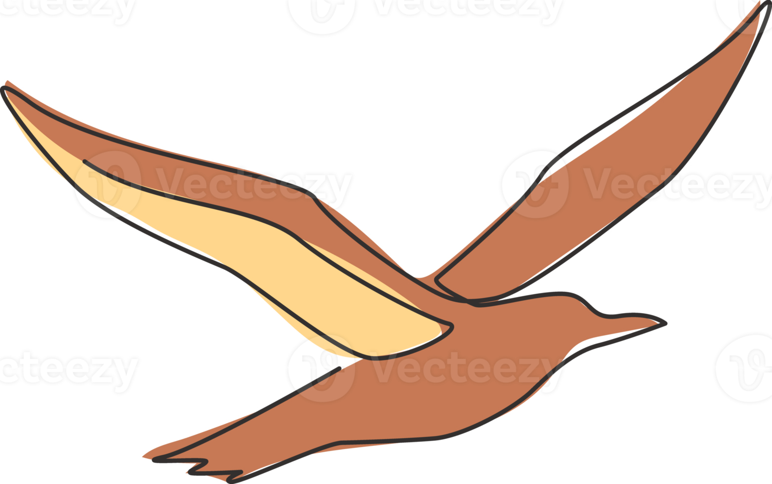 One continuous line drawing of cute albatross for bird conservation logo identity. Adorable sea bird mascot concept for national zoo icon. Dynamic single line graphic draw design vector illustration png