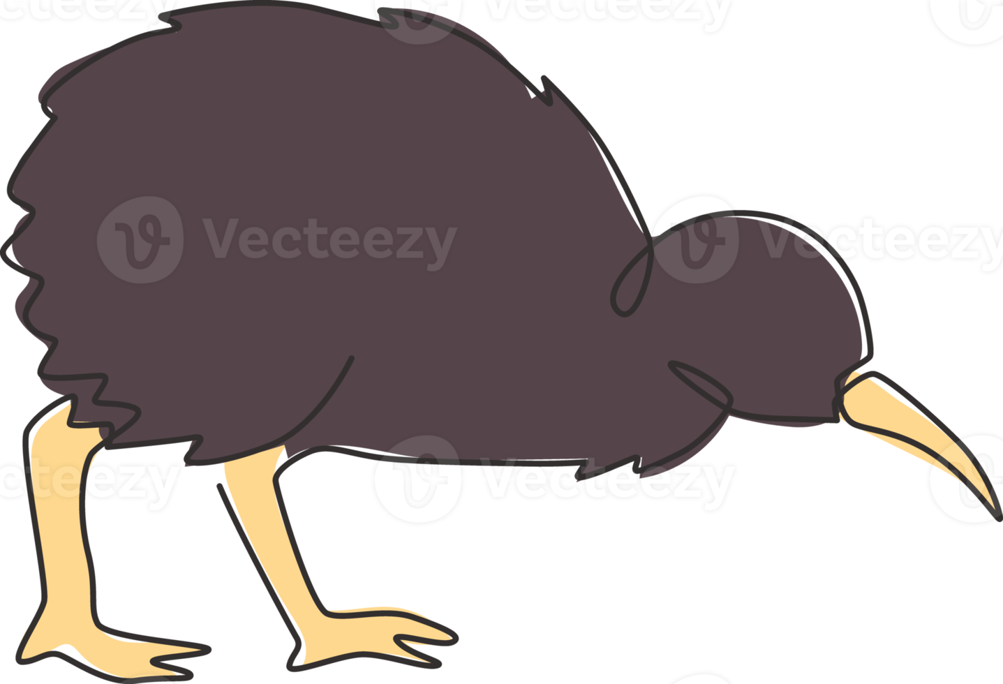 einzelne durchgehende Strichzeichnung lustiger Kiwi für die Logoidentität der Kindergartenschule. Kiwi-Vogel-Maskottchen-Konzept für einheimische Tiere aus Neuseeland. moderne eine linie zeichnen design-vektorillustration png