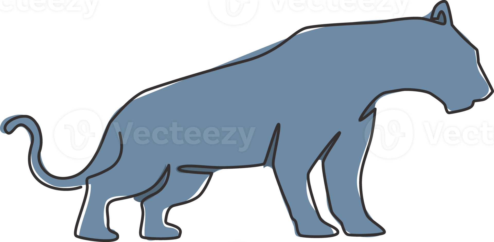 einzelne durchgehende Strichzeichnung eines eleganten Leoparden für die Logoidentität des Jägerteams. gefährliches Jaguar-Säugetier-Maskottchen-Konzept für den Sportclub. moderne eine linie zeichnen vektor design grafische illustration png