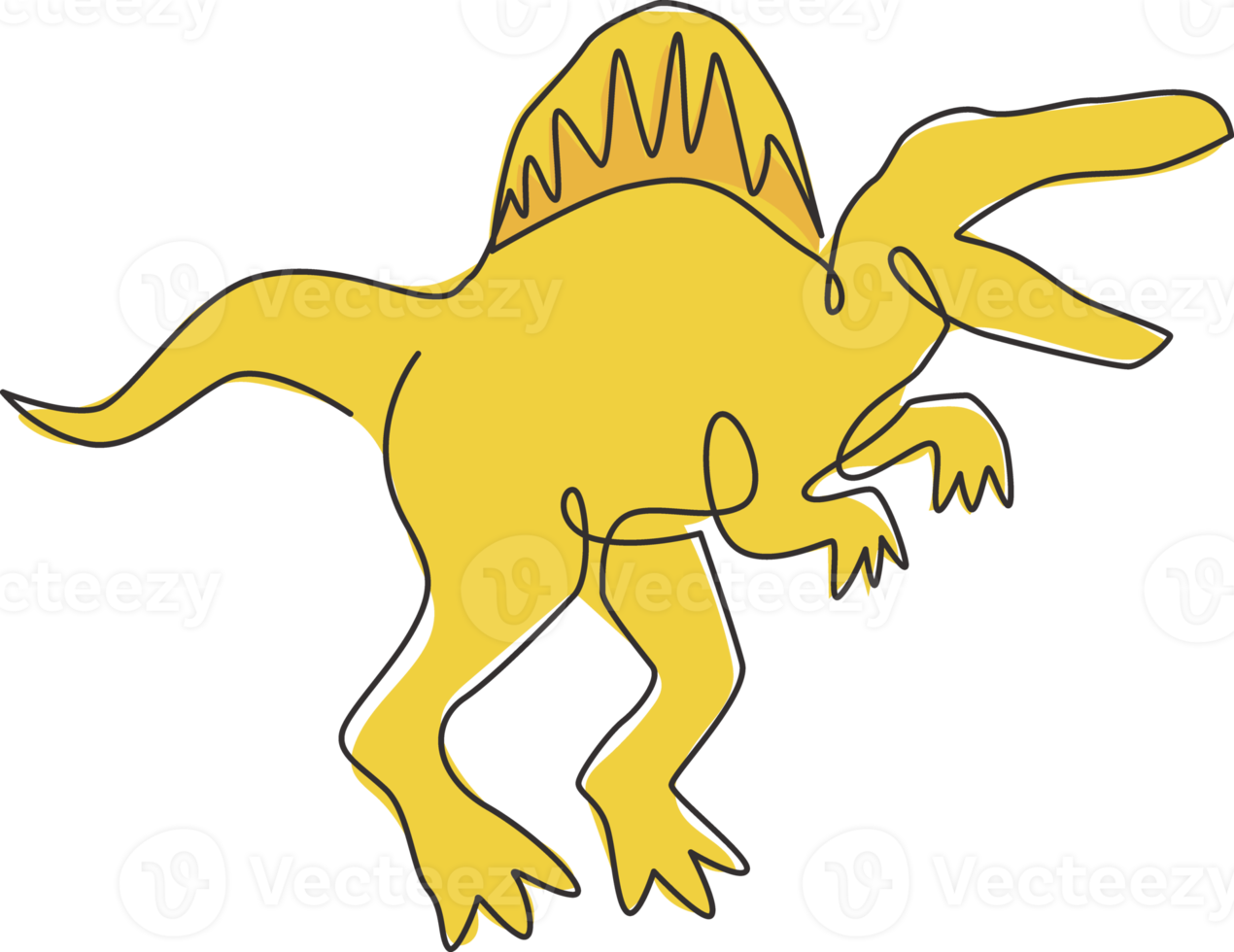 eine durchgehende Strichzeichnung eines aggressiven Dinosauriertiers für die Logoidentität. Stegosaurus-Maskottchen-Konzept für prähistorische Museumsikone. trendige einzeilige Grafik-Draw-Design-Vektor-Illustration png