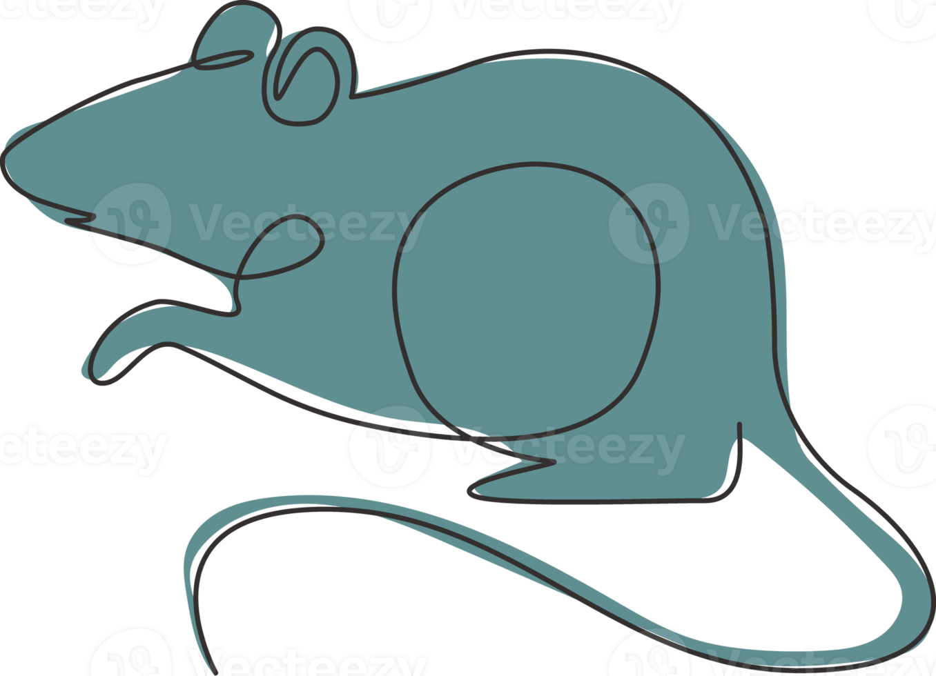 enkele doorlopende lijntekening van kleine schattige muis voor logo-identiteit. grappige muizen zoogdier dier mascotte concept voor huisdier minnaar club icoon. moderne één lijn tekenen ontwerp vector illustratie afbeelding png