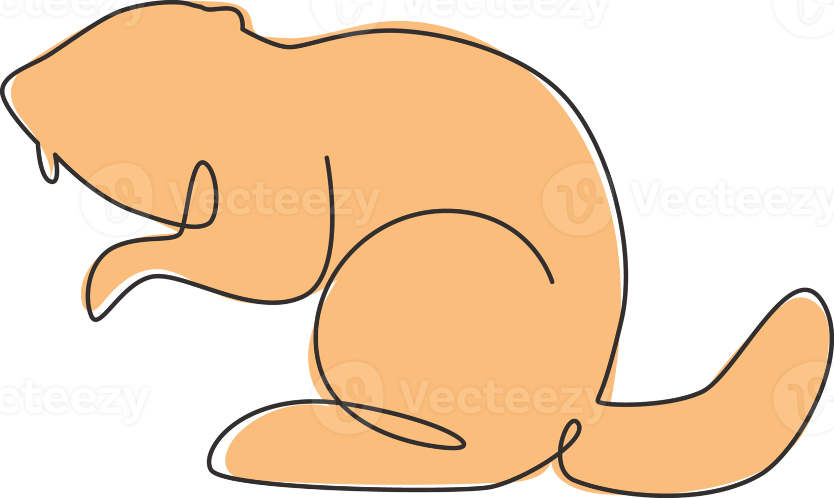 One single line drawing of funny standing beaver for logo identity. Cute adorable rodent animal mascot concept for pet lover club icon. Modern continuous line draw graphic design vector illustration png
