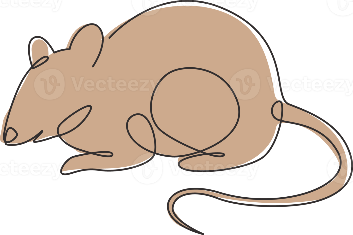 un disegno a linea continua di un simpatico topo adorabile per l'identità del logo. topi divertenti mascotte animale roditore concetto per icona di controllo dei parassiti. illustrazione grafica vettoriale di disegno dinamico a linea singola png