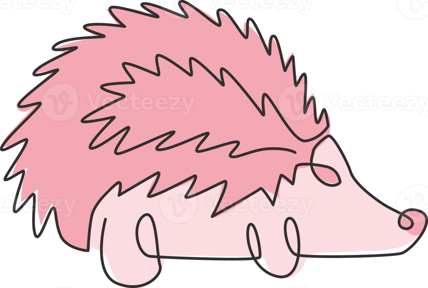 One single line drawing of adorable beauty tiny hedgehog for logo identity. Cute prickly rodent concept for national conservation park icon. Continuous line draw design graphic vector illustration png