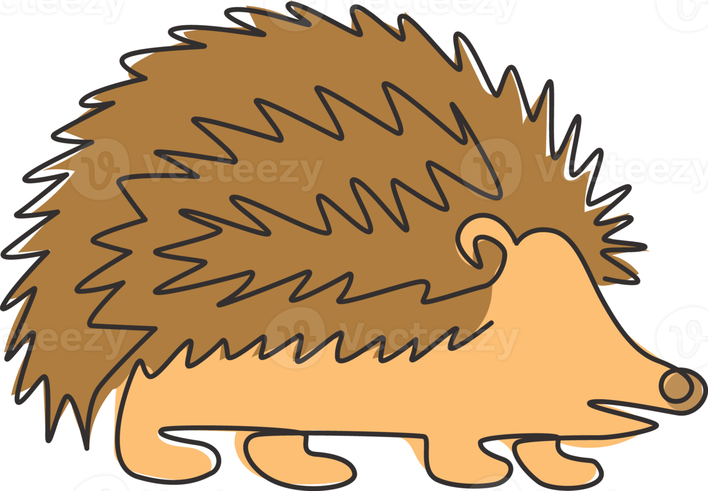 Single continuous line drawing of cute little baby hedgehog for logo identity. Funny tiny thorny mammal rodent concept for pet lover icon. Dynamic one line draw graphic design vector illustration png