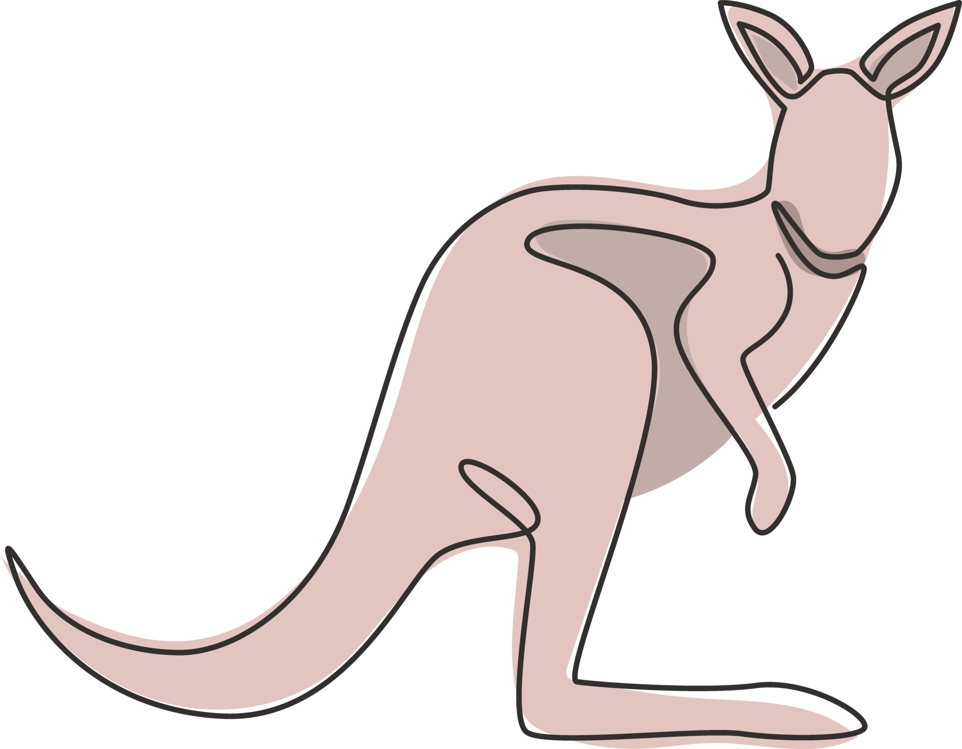 One continuous line drawing of funny standing kangaroo for national zoo