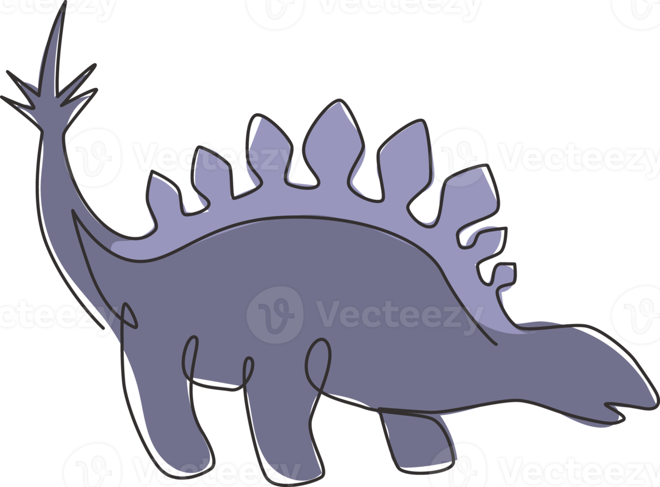 eine einzige Strichzeichnung eines ruhigen, dornigen Stegosaurus für die Logoidentität. Dino-Tier-Maskottchen-Konzept für das Symbol des prähistorischen Freizeitparks. dynamische durchgehende Linie Grafik zeichnen Design-Vektor-Illustration png