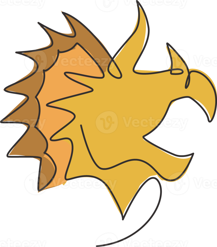 One continuous line drawing of cute head triceratops prehistory animal for logo identity. Dinosaurs mascot concept for prehistoric museum icon. Single line draw graphic design vector illustration png