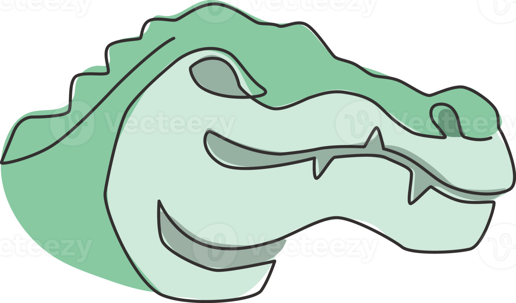 één enkele lijntekening van enge hoofd riviermoerasalligator voor logo-identiteit. reptielen dier krokodil concept voor nationale dierentuin icoon. moderne doorlopende lijn tekenen grafisch ontwerp vectorillustratie png