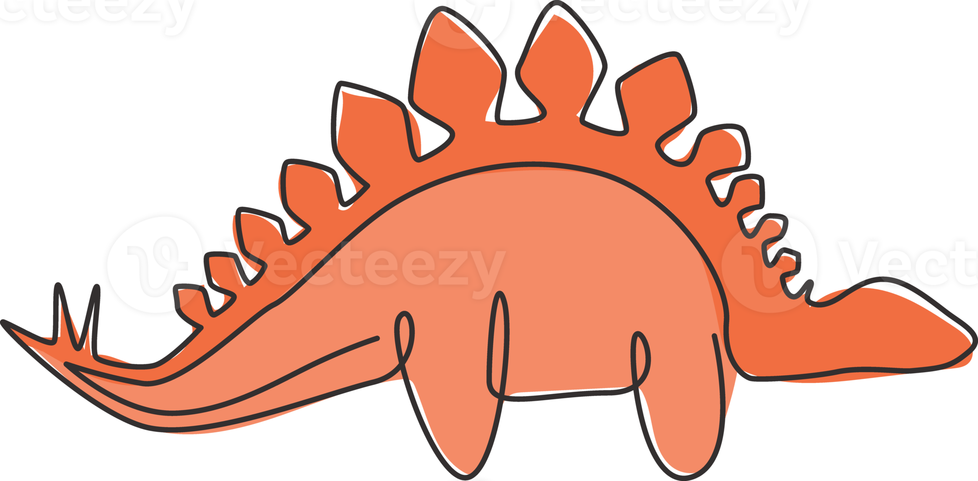 eine durchgehende Strichzeichnung von Dinosauriern für die Logoidentität. Stegosaurus-Maskottchen-Konzept für prähistorische Museumsikone. moderne einzeilig zeichnende Design-Grafik-Vektor-Illustration png