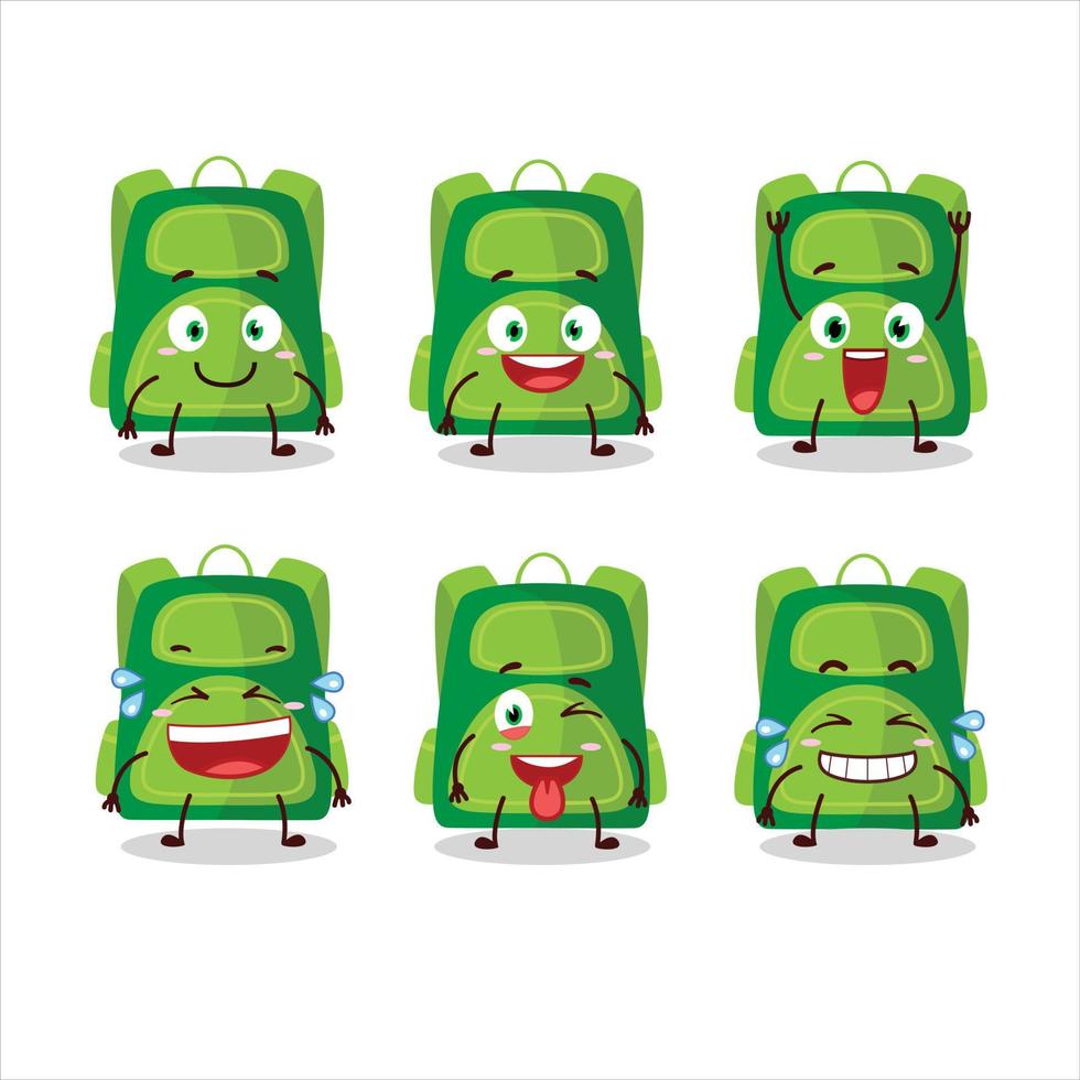 Cartoon character of green school bag with smile expression vector