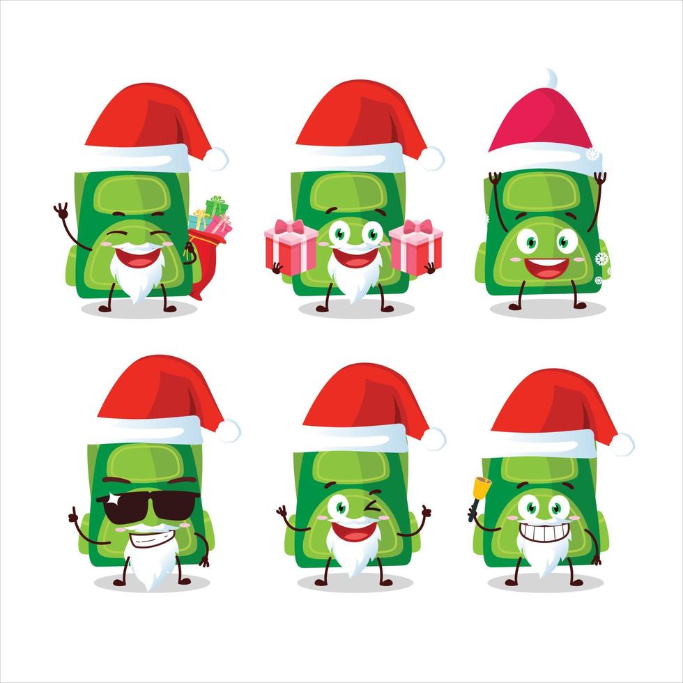 Santa Claus emoticons with green school bag cartoon character vector