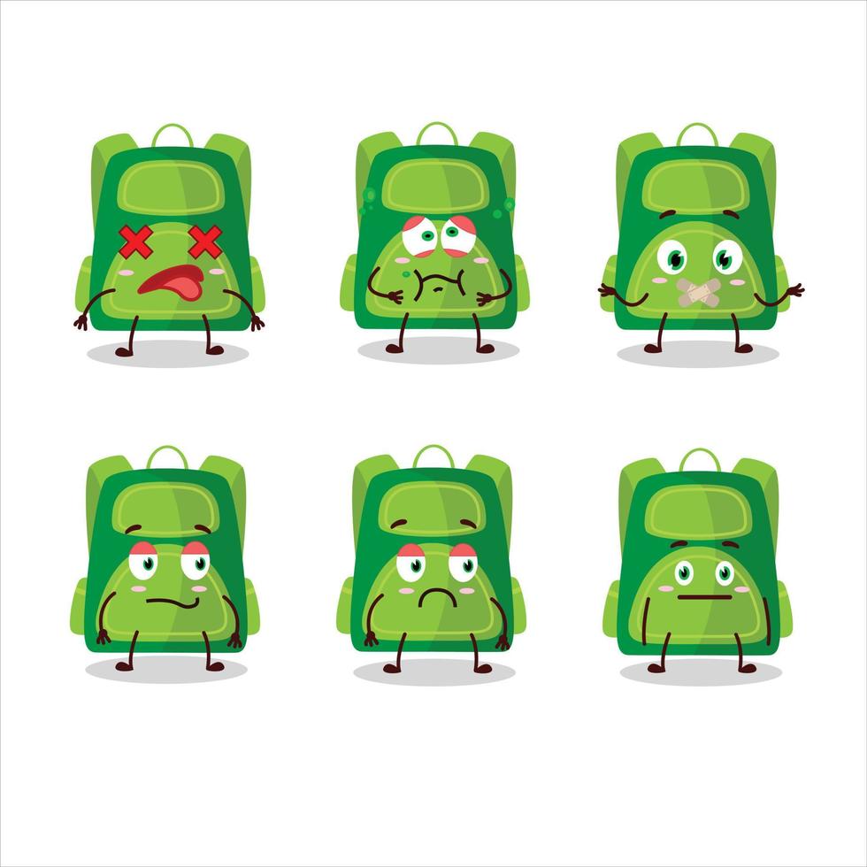 Green school bag cartoon character with nope expression vector