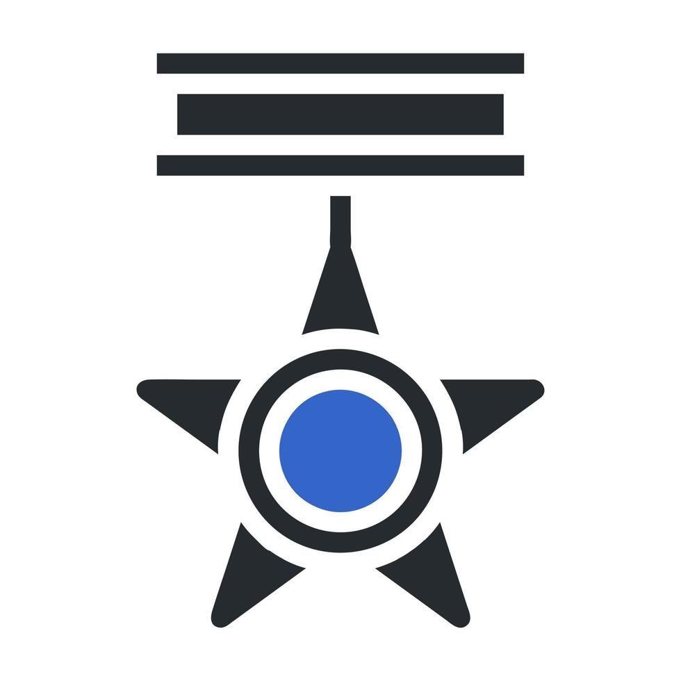medalla icono sólido gris azul color militar símbolo Perfecto. vector