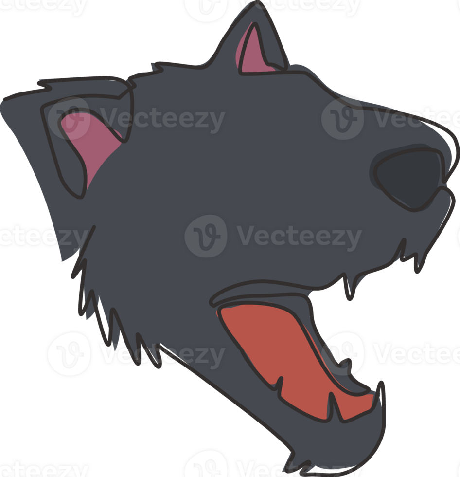 Single continuous line drawing of angry tasmanian devil head for company logo identity. Endangered animal mascot concept for national conservation icon. Modern one line draw design vector illustration png