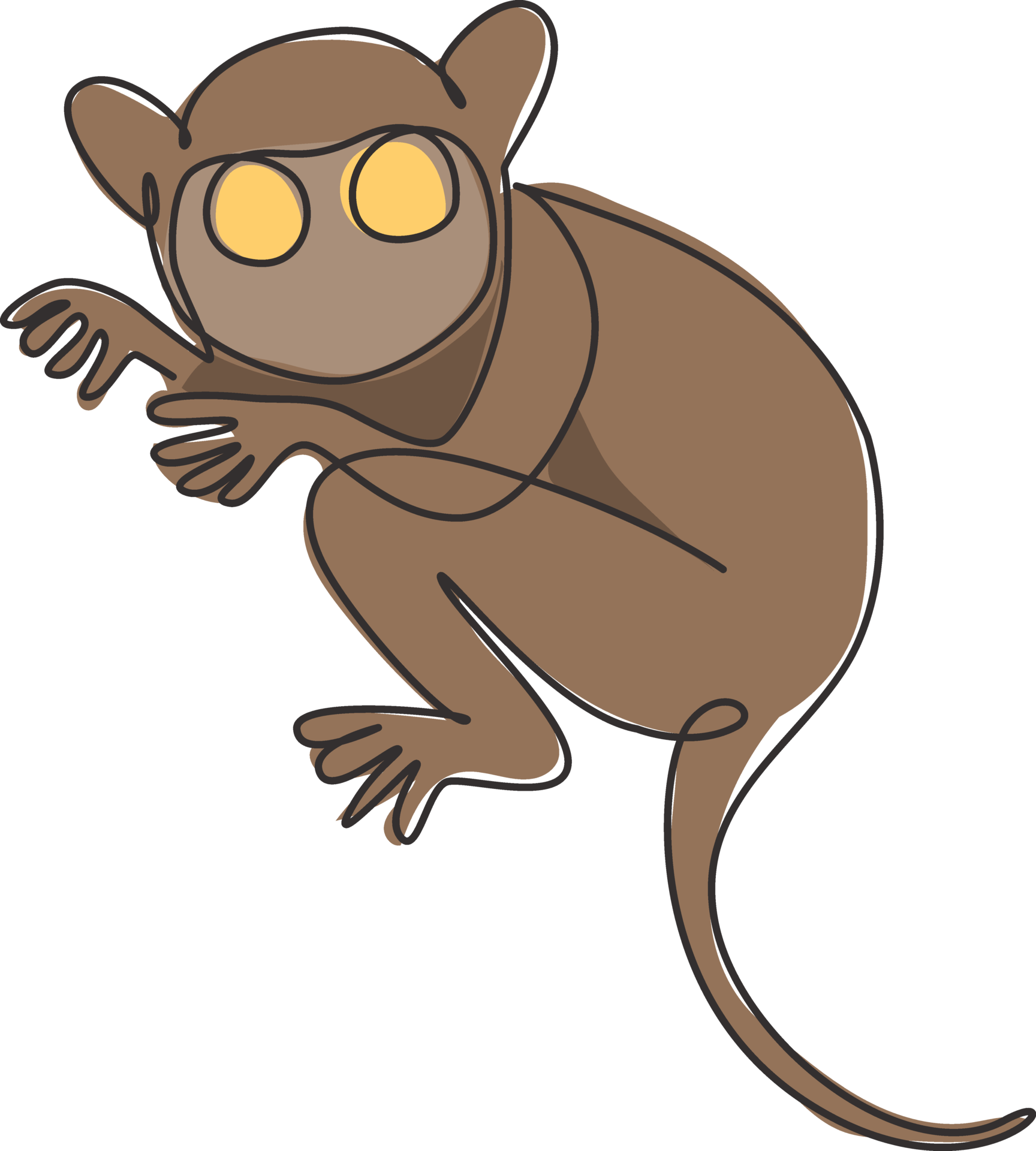 One continuous line drawing of cute tarsier for company logo identity